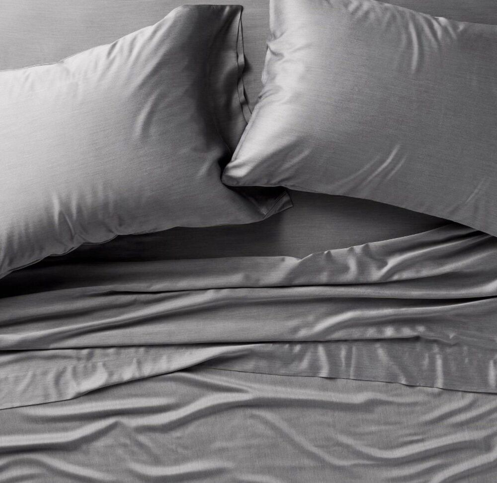 Queen 400 Thread Count Rayon from Bamboo Sheet Set Dark Gray - NEW